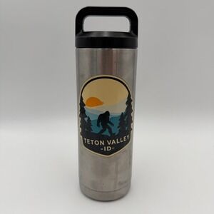 YETI Rambler 18 oz Stainless Steel Bottle silver Teton Valley Bigfoot Sticker